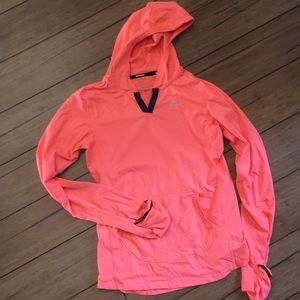 Nike women’s hooded running top. Size Small. Neon orange